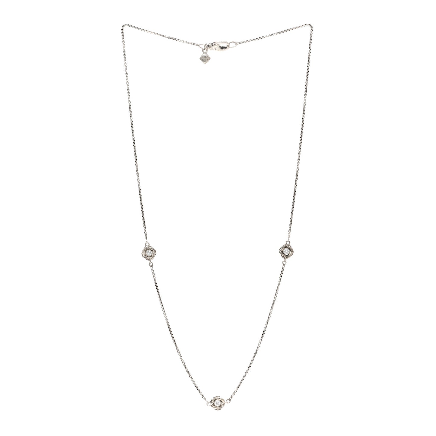 Sterling Silver Diamond Infinity 3 Station Necklace