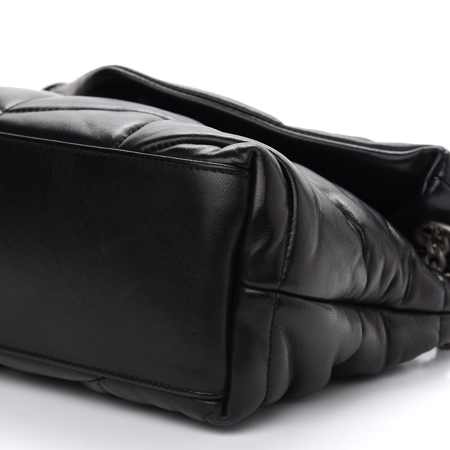 Saint Laurent Lambskin Quilted Small Loulou Puffer Monogram Chain Satchel Black 9 of 9