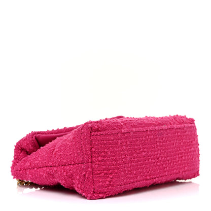 Saint Laurent Boucle Tweed Quilted Toy Loulou Puffer Monogram Chain Satchel Magenta 4 of 13