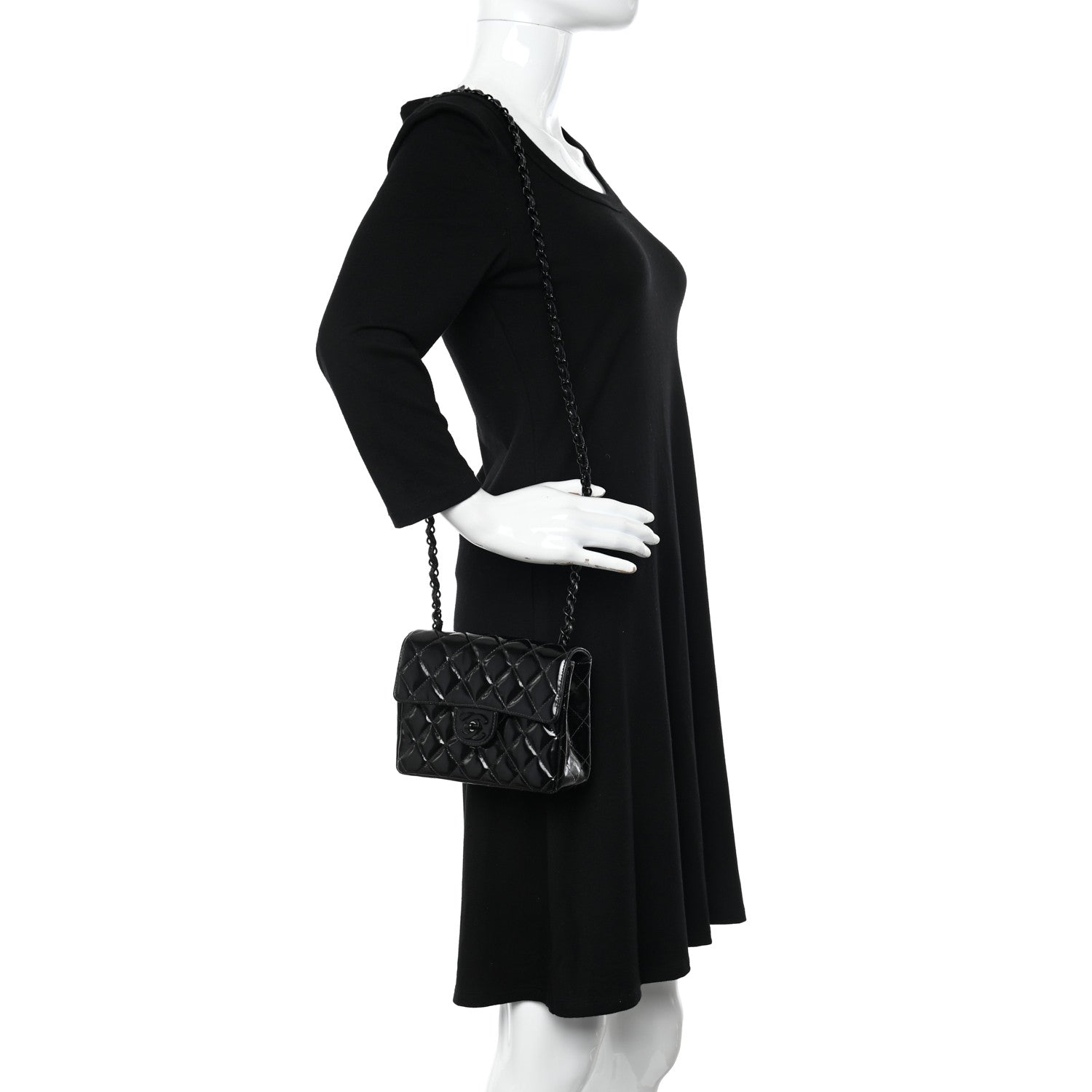 Chanel Patent Calfskin Quilted Mini Square Flap So Black 2 of 18