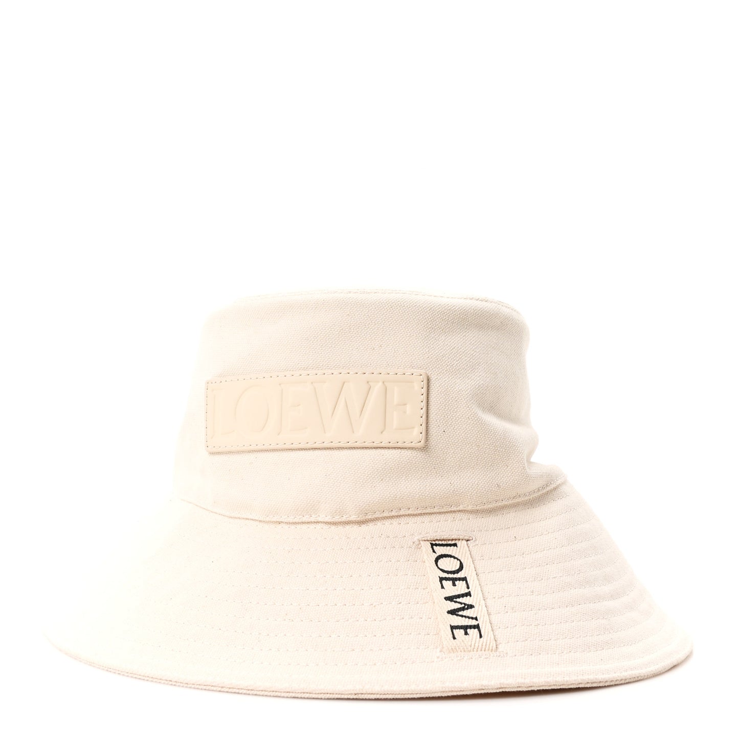 Canvas Calfskin Fisherman Bucket Hat 57 Soft White