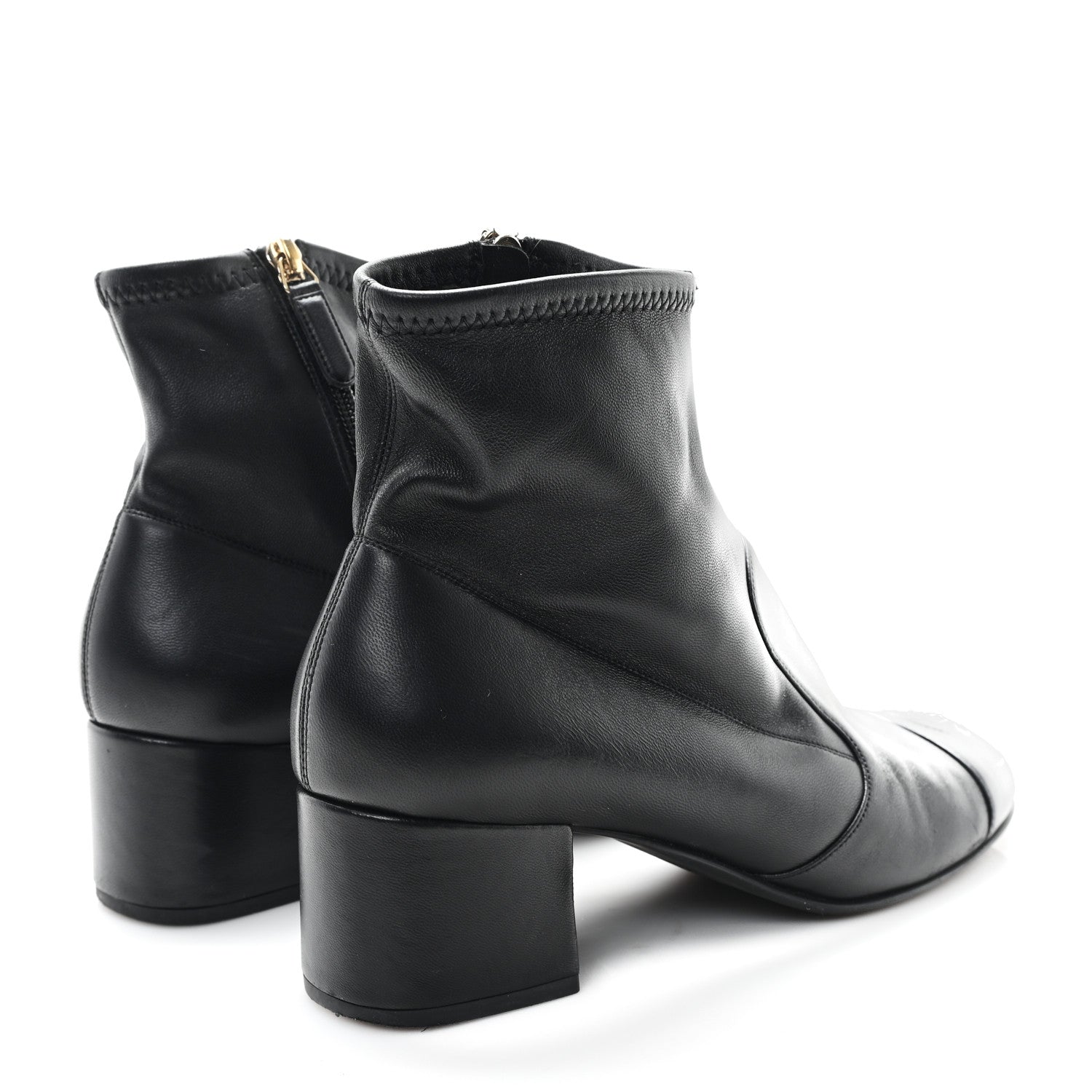 Chanel Stretch Lambskin Cap Toe CC Short Boots 39 Black 5 of 9