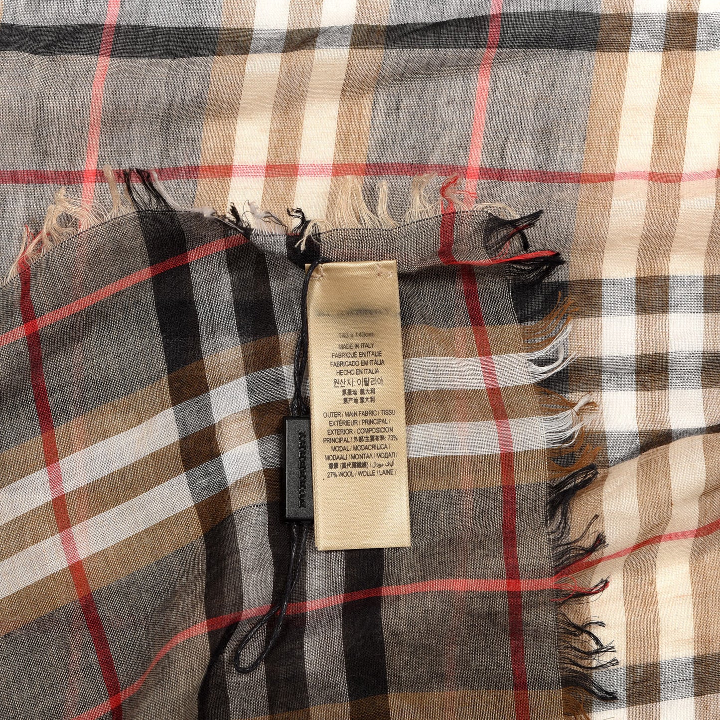 Modal Wool Castleford Check Lightweight Scarf Camel