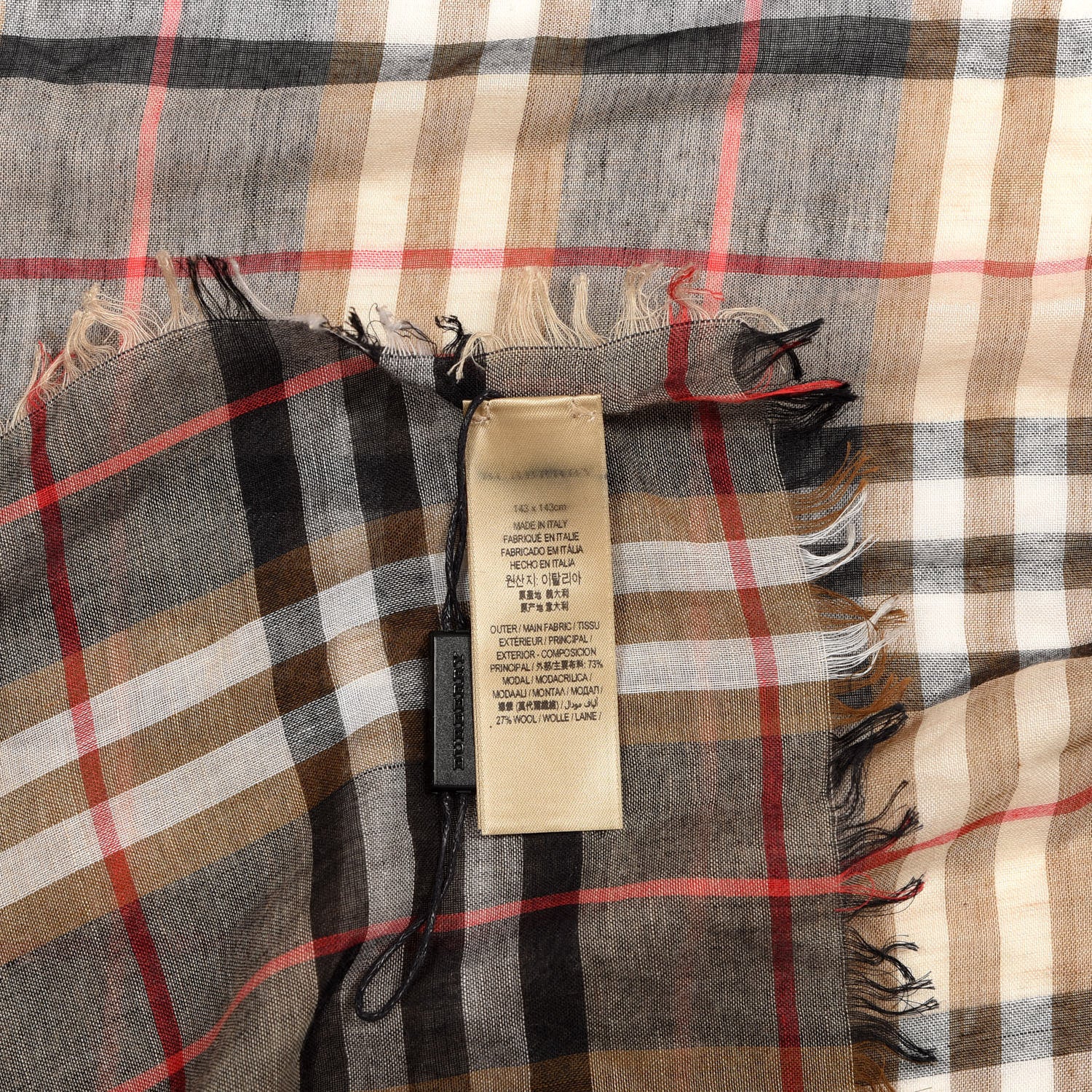 Burberry Modal Wool Castleford Check Lightweight Scarf Camel 2 of 4