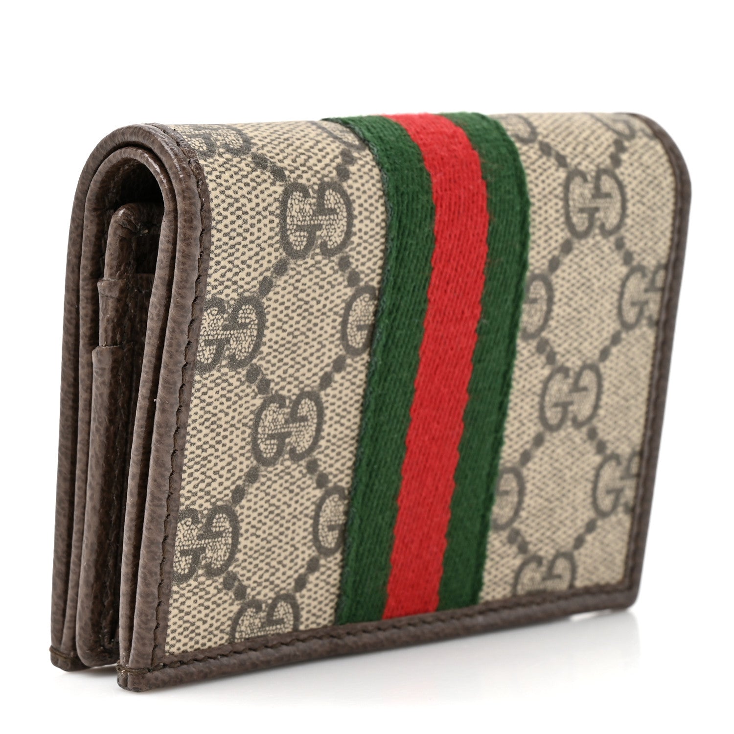 Gucci GG Supreme Monogram Web Ophidia Small Wallet Beige Dark Brown Beige Dark Brown 3 of 9