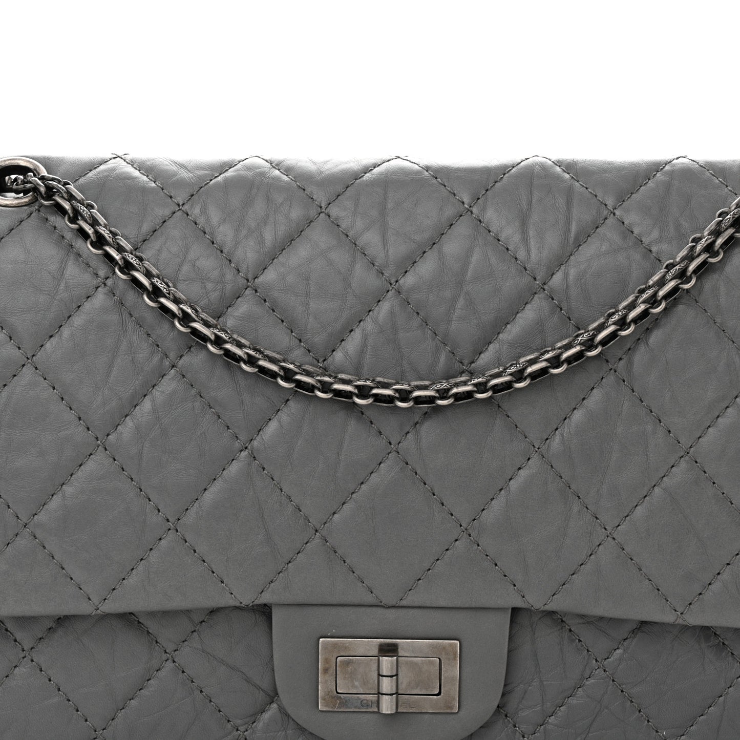 Aged Calfskin Quilted 2.55 Reissue 227 Flap Grey