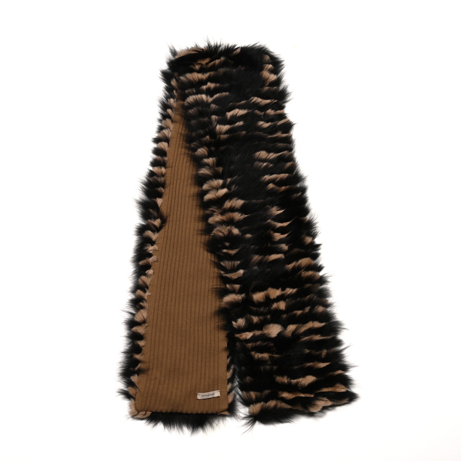 Burberry Fur Printed Scarf Black Brown 2 of 3