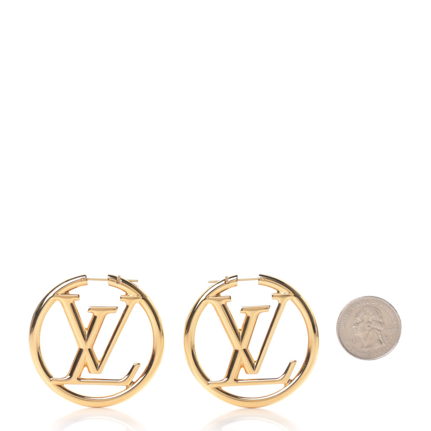 Louis Vuitton Metal Louise Hoop Earrings Gold 2 of 5