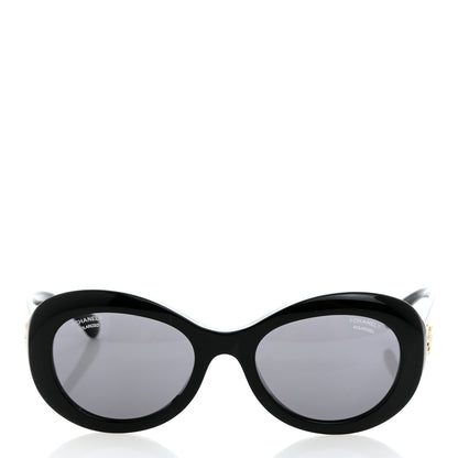 Chanel Acetate Polarized Oval CC Sunglasses 5469-B-A Black 2 of 8