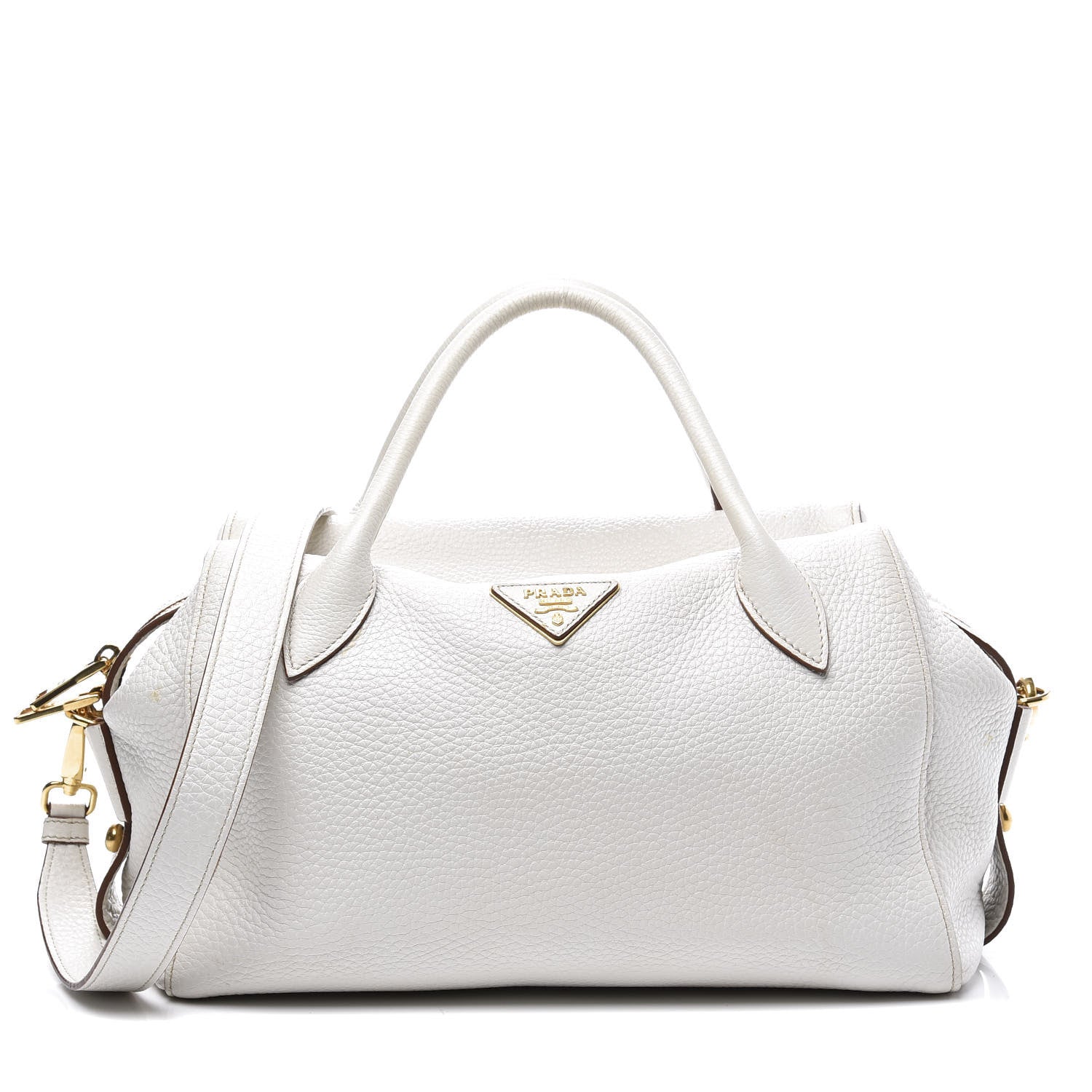 Prada Vitello Daino Medium Top Handle Bag White 1 of 13