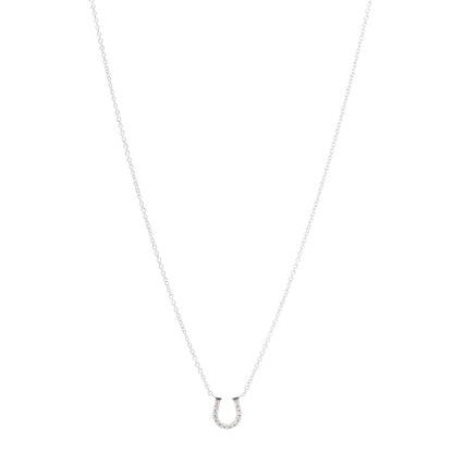 Tiffany 18K White Gold Diamond Mini Metro Horseshoe Pendant Necklace 1 of 6