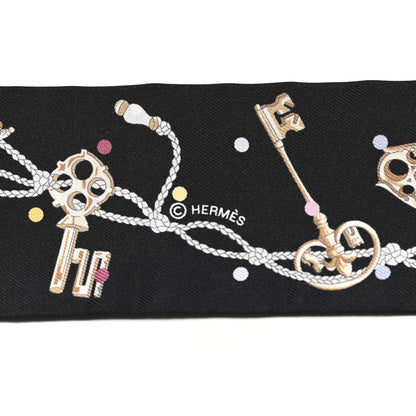 Hermes Silk Les Cles A Pois Twilly Black Beige Rose Multicolor 3 of 4
