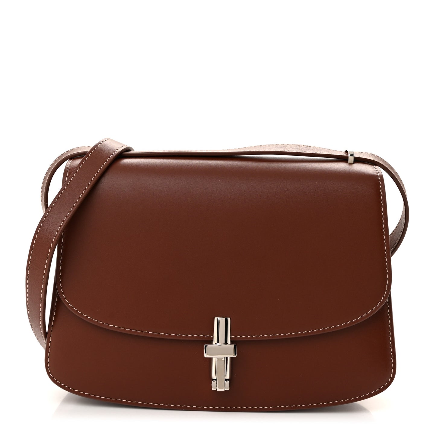 Polished Saddle Calfskin The Sofia 8.75 Crossbody Cherry Wood