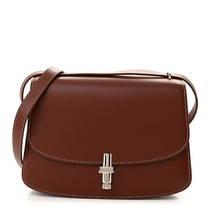The Row Polished Saddle Calfskin The Sofia 8.75 Crossbody Cherry Wood 1 of 9
