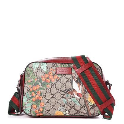 Gucci GG Supreme Monogram Tian Web Camera Bag Beige Multicolor Red 1 of 10