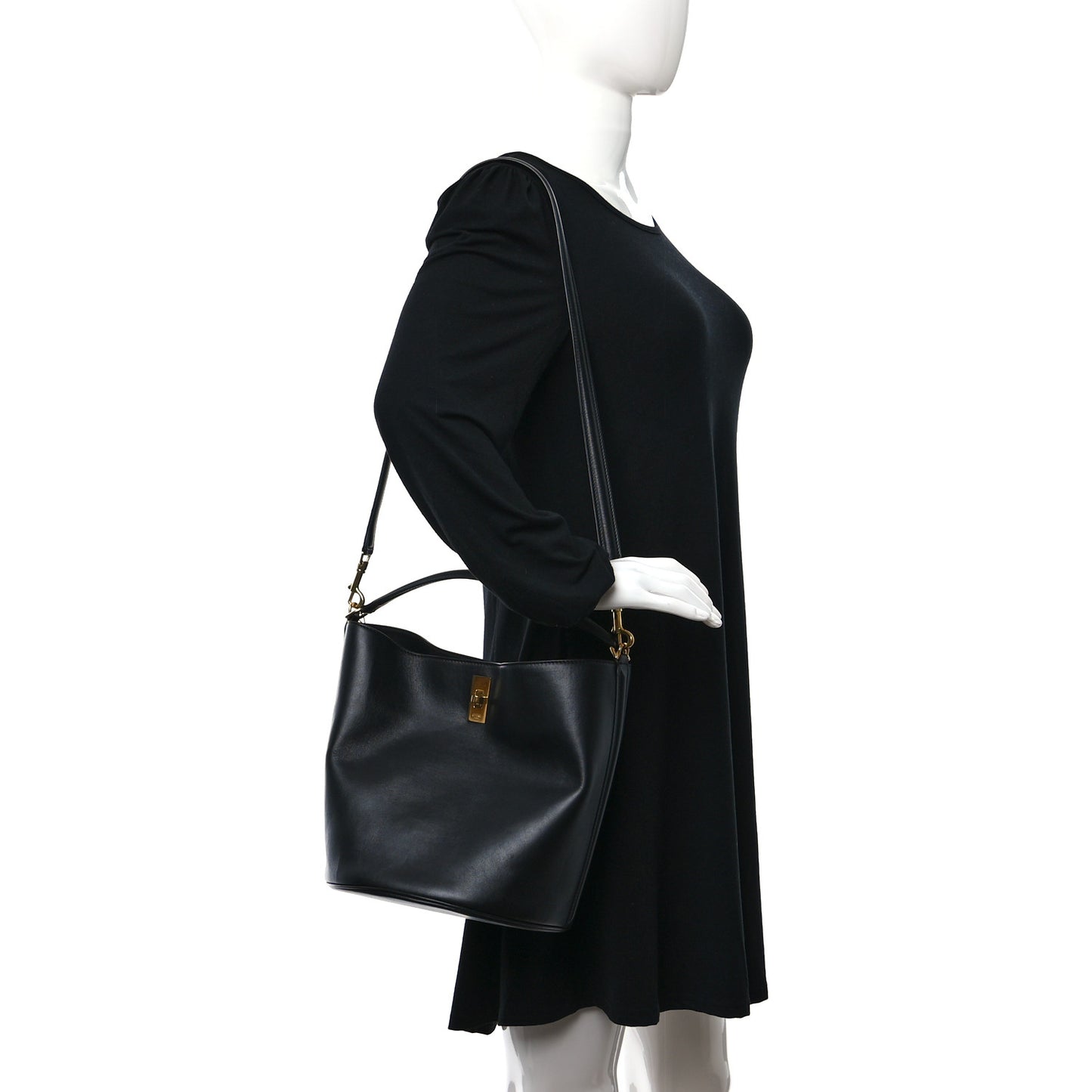 Smooth Calfskin Bucket 16 Bag Black