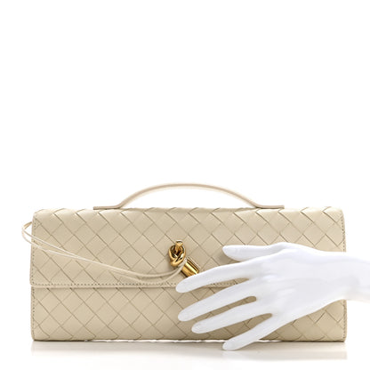 Bottega Veneta Nappa Intrecciato Long Andiamo Top Handle Clutch Sea Salt 2 of 9