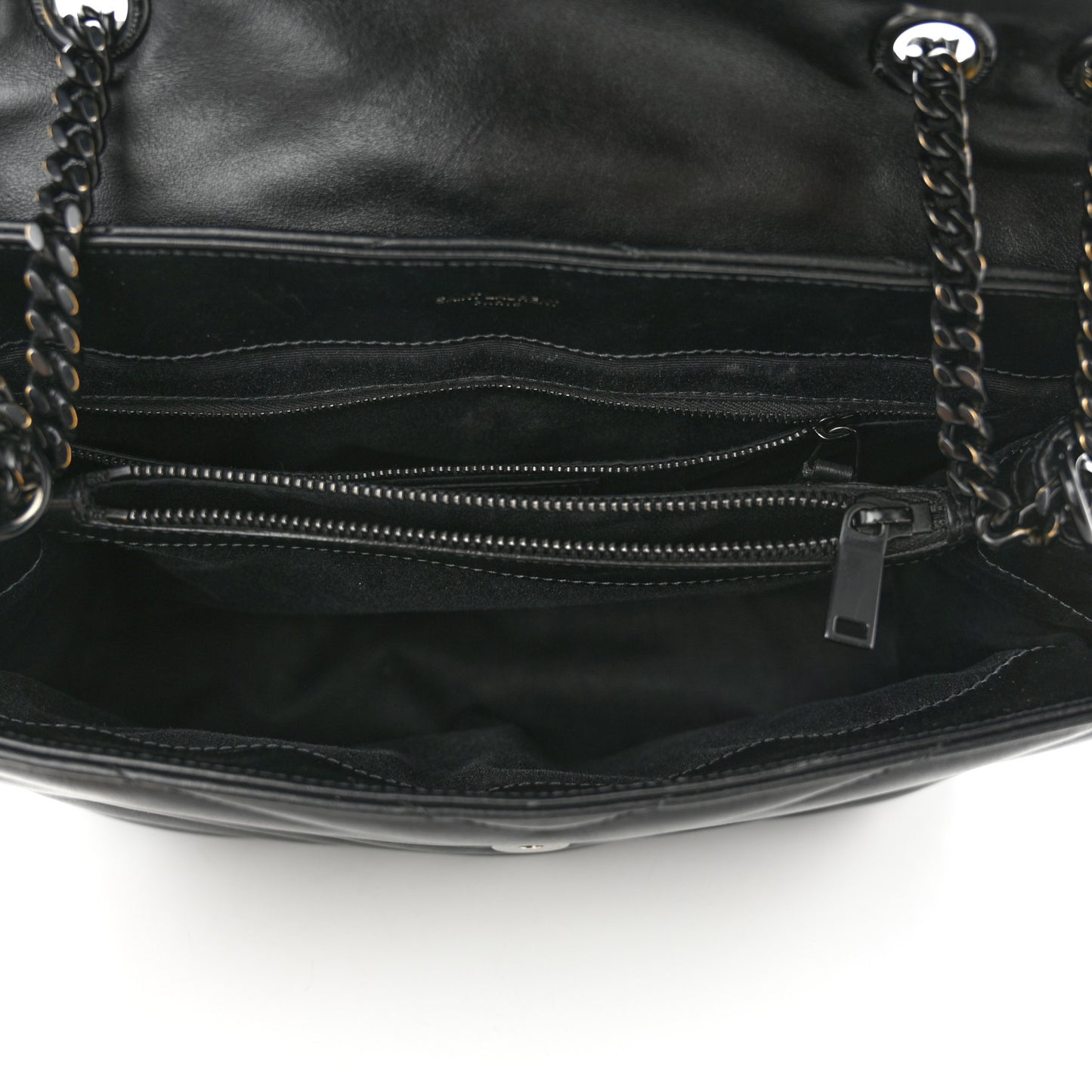 Calfskin Y Quilted Monogram Monochrome Medium Loulou Chain Satchel Black