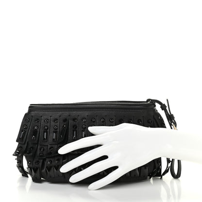 Prada Nappa Jeweled Fringe Wristlet Clutch Black 2 of 13