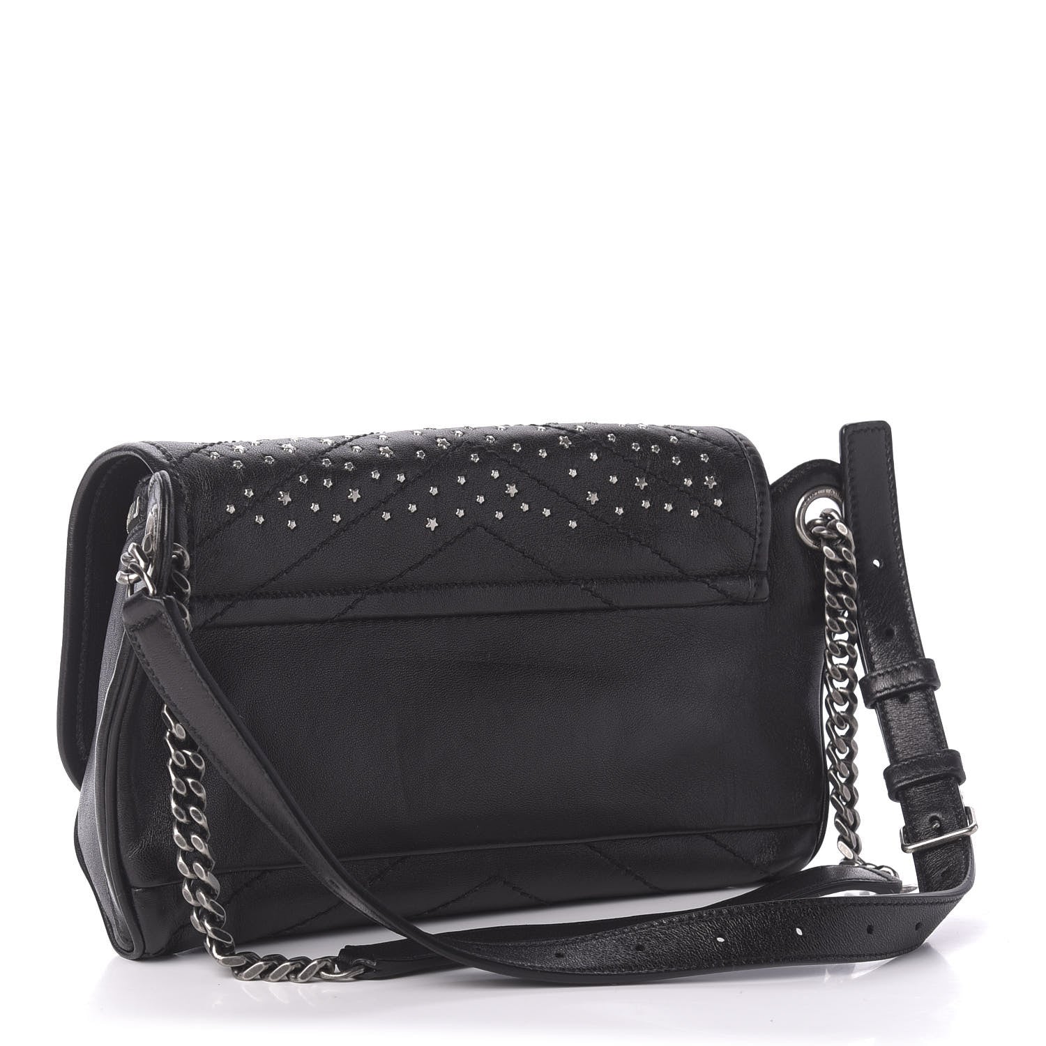Saint Laurent Calfskin Studded Stardust Monogram Niki Shoulder Bag Black 3 of 10