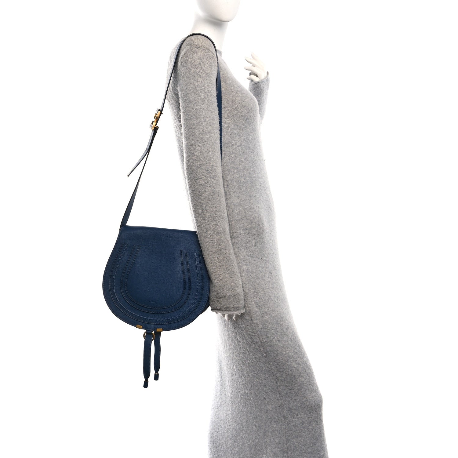 Chloe Calfskin Medium Marcie Round Crossbody Bag Royal Navy 2 of 10