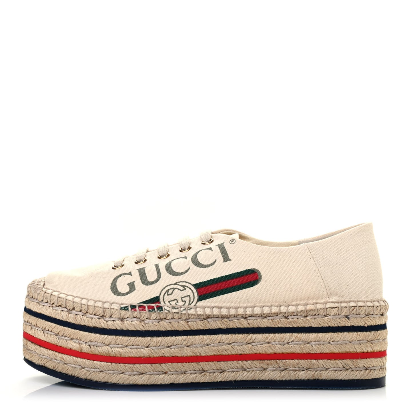 Canvas Logo Lace-Up Platform Espadrilles 38.5 Greggio Grege