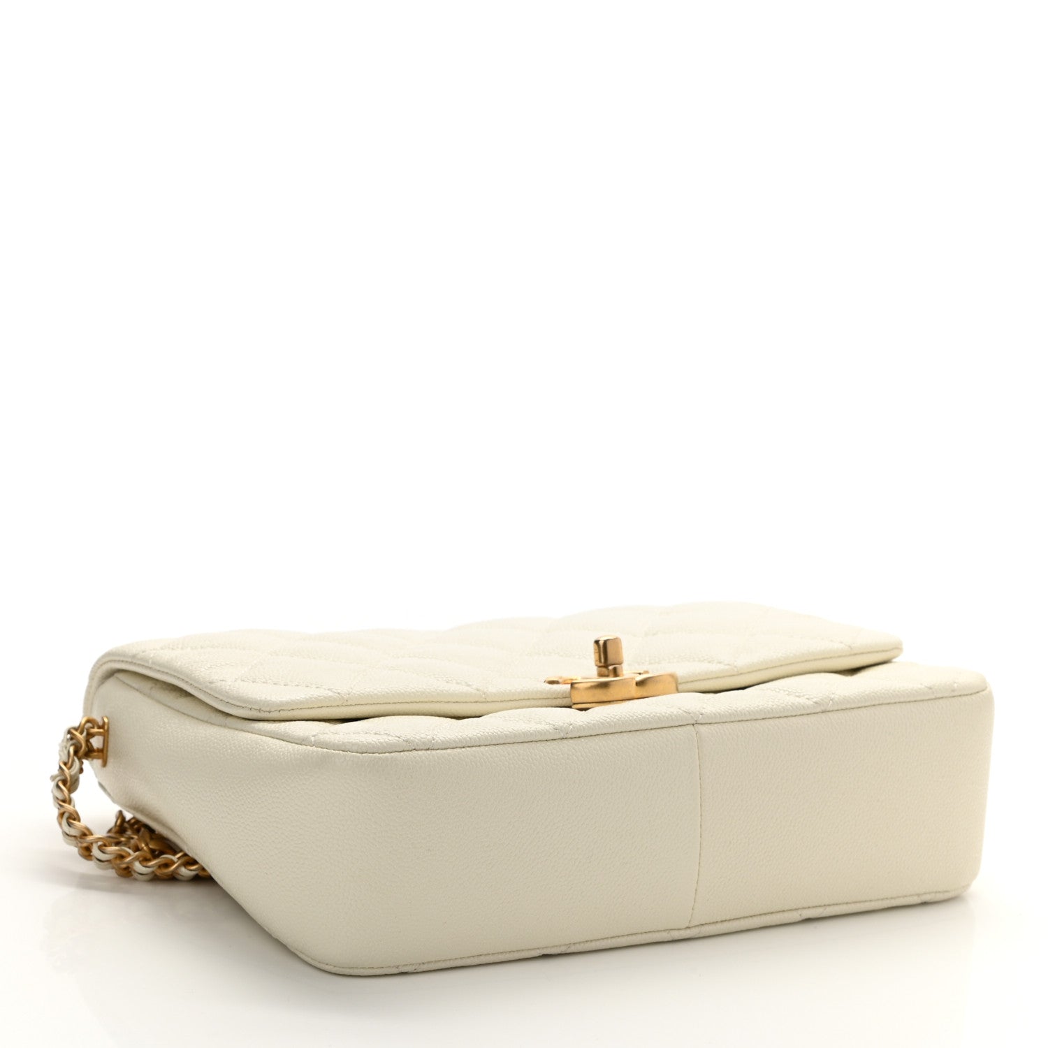 Chanel Shiny Caviar Quilted Large Chain Melody Flap White 4 of 11