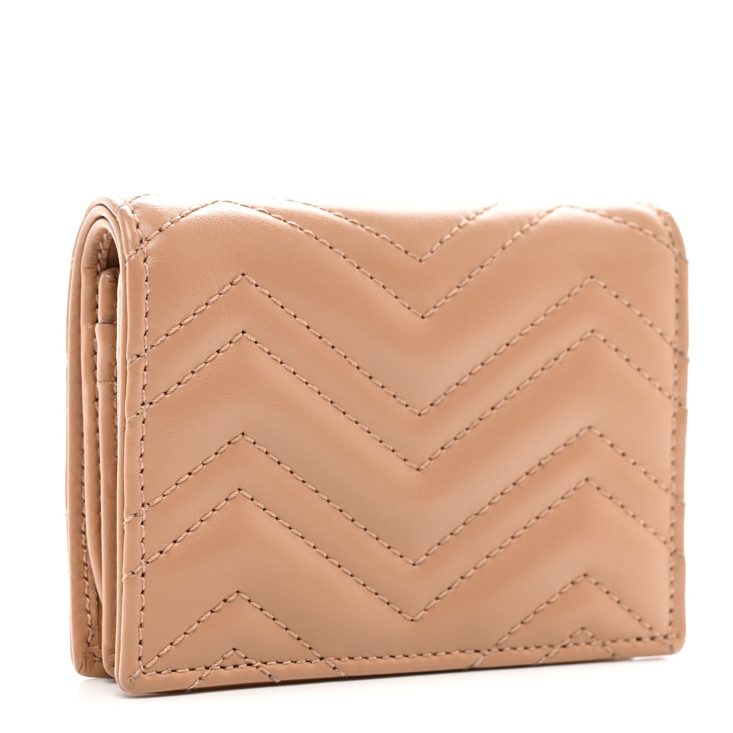 Calfskin Matelasse Monochrome GG Marmont Card Case Wallet Camelia