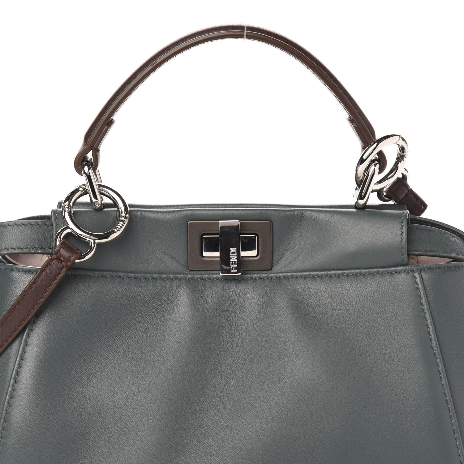 Fendi Nappa Colorblock Mini Peekaboo Iconic Satchel Malachite Moresco Rosa Doll 12 of 12