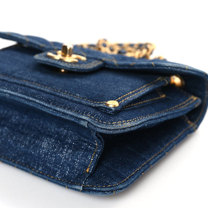 Chanel Denim Quilted Double You Mini Flap Blue Golden 9 of 9
