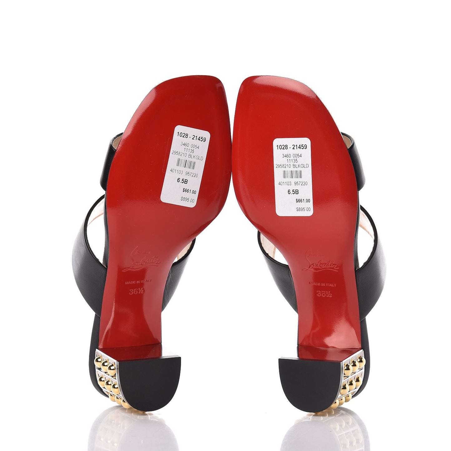 Nappa Vasa Opticat 55 Slide Sandals 36.5 Black Gold