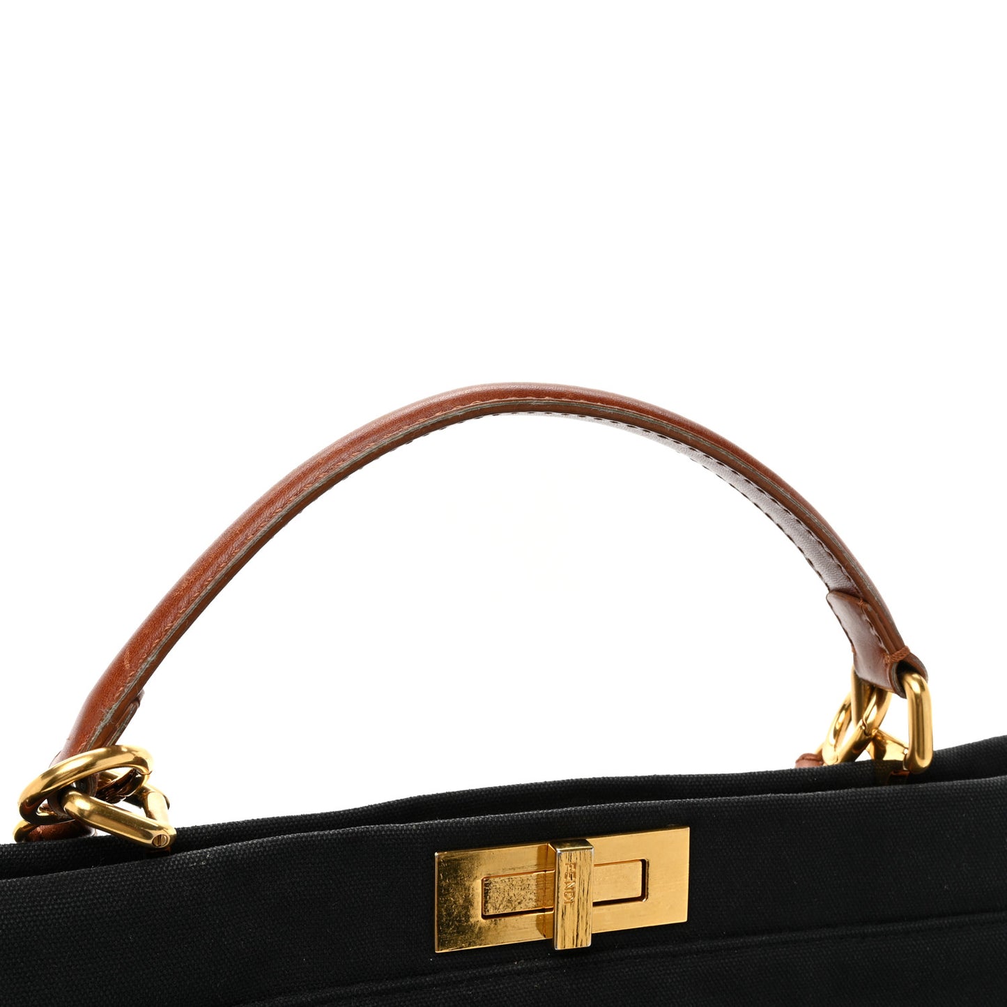 Canvas Large Peekaboo Iconic Satchel Black Cuoio