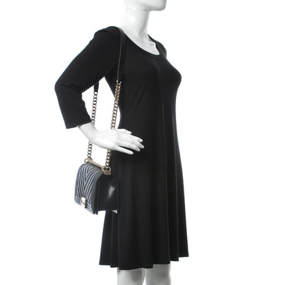 Chanel Caviar Chevron Quilted Medium Boy Flap Black 2 of 9