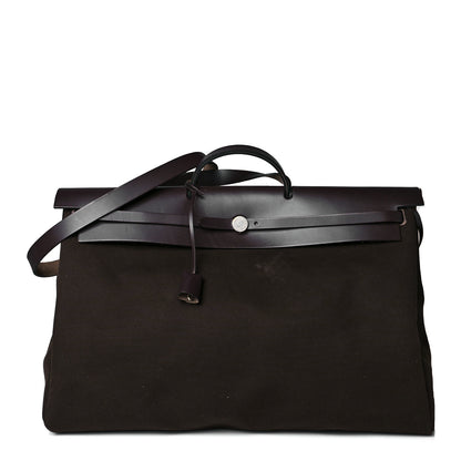 Hermes Military Toile Vache Hunter Herbag Zip Retourne Cabine Bag Ebene Black 3 of 11