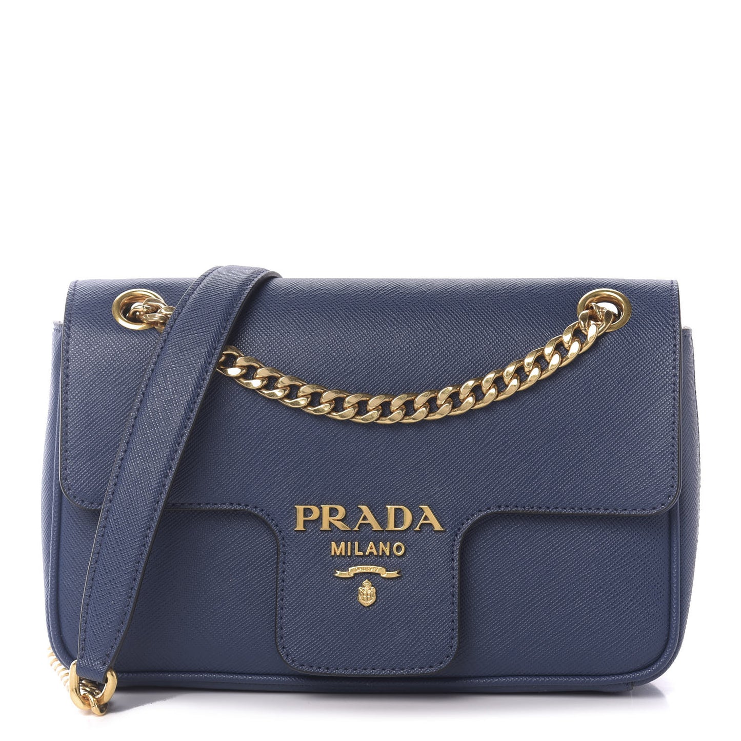 Saffiano Flap Shoulder Bag Bluette
