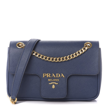 Prada Saffiano Flap Shoulder Bag Bluette 1 of 8