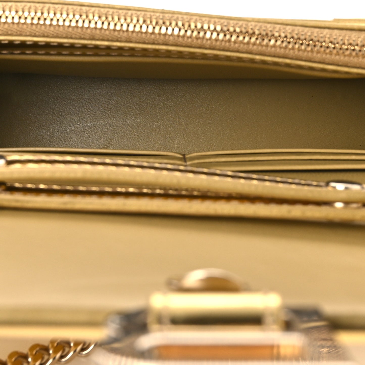 Mirror Calfskin Hourglass Chain Bag Gold