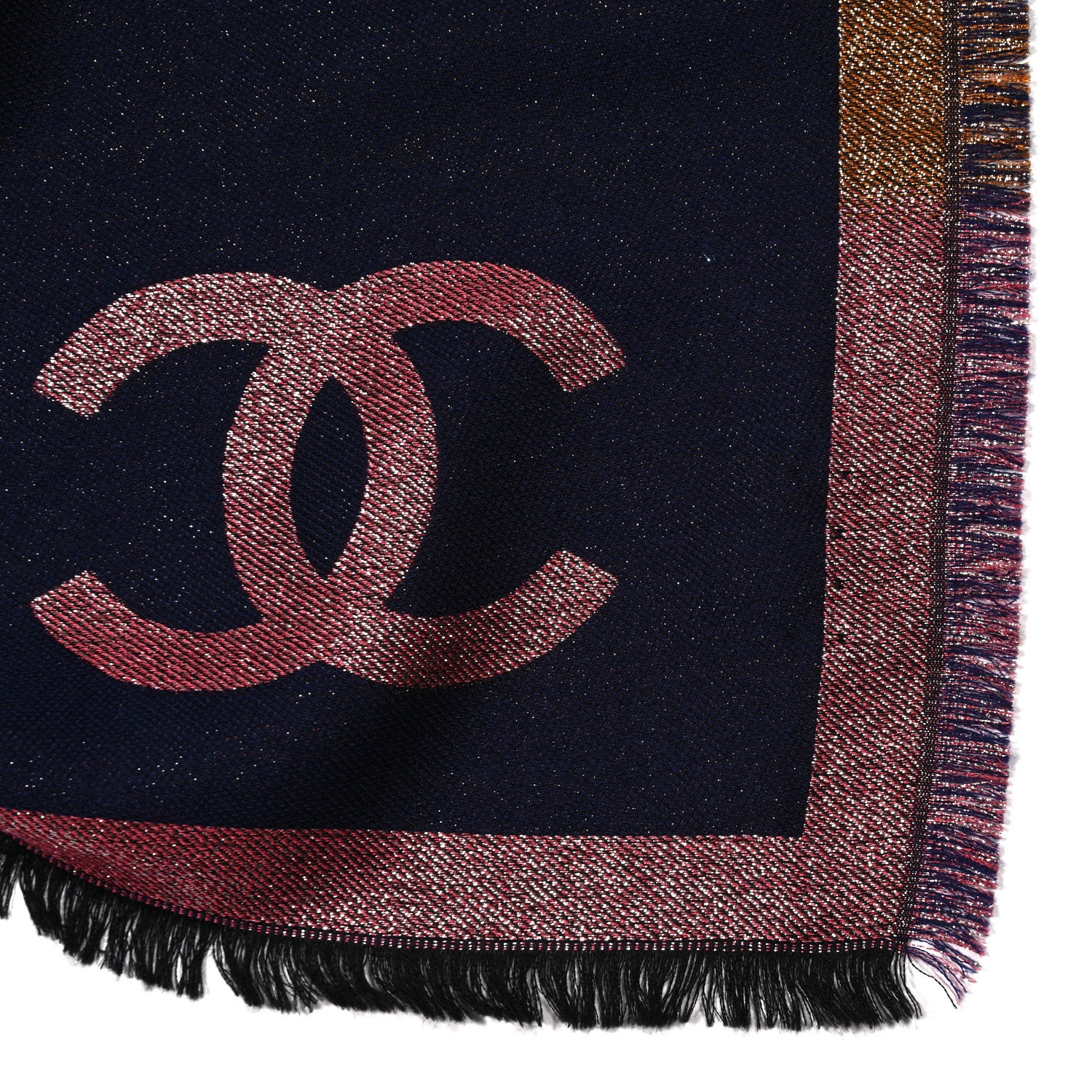 Chanel Cashmere Silk Blend Metallic CC Scarf Multicolor 5 of 5