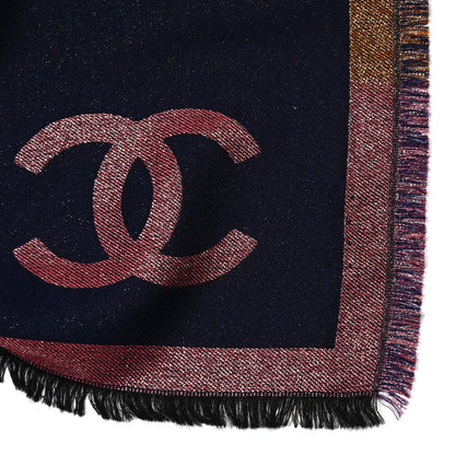 Chanel Cashmere Silk Blend Metallic CC Scarf Multicolor 5 of 5