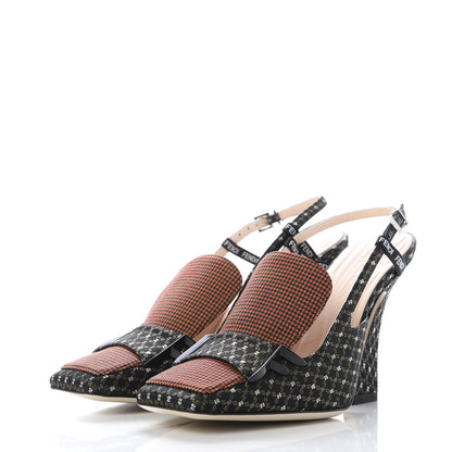 Fendi Fabric Jacquard Ffreedom Slingback Pumps 37.5 3 of 8