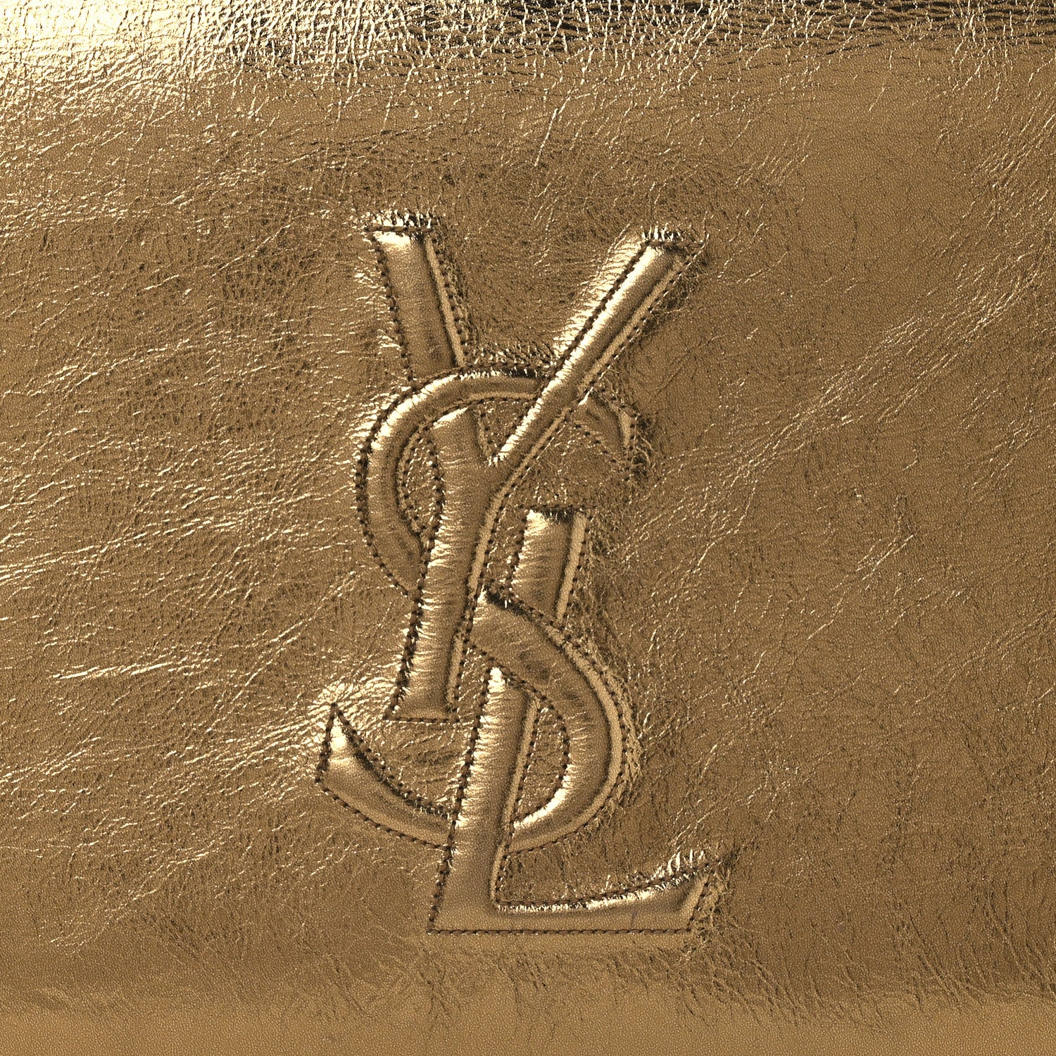Saint Laurent Metallic Calfskin Monogram Large Belle De Jour Clutch Gold 7 of 10
