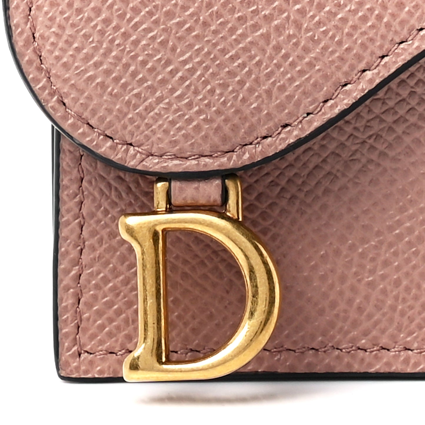 Grained Calfskin Saddle Card Holder Blush