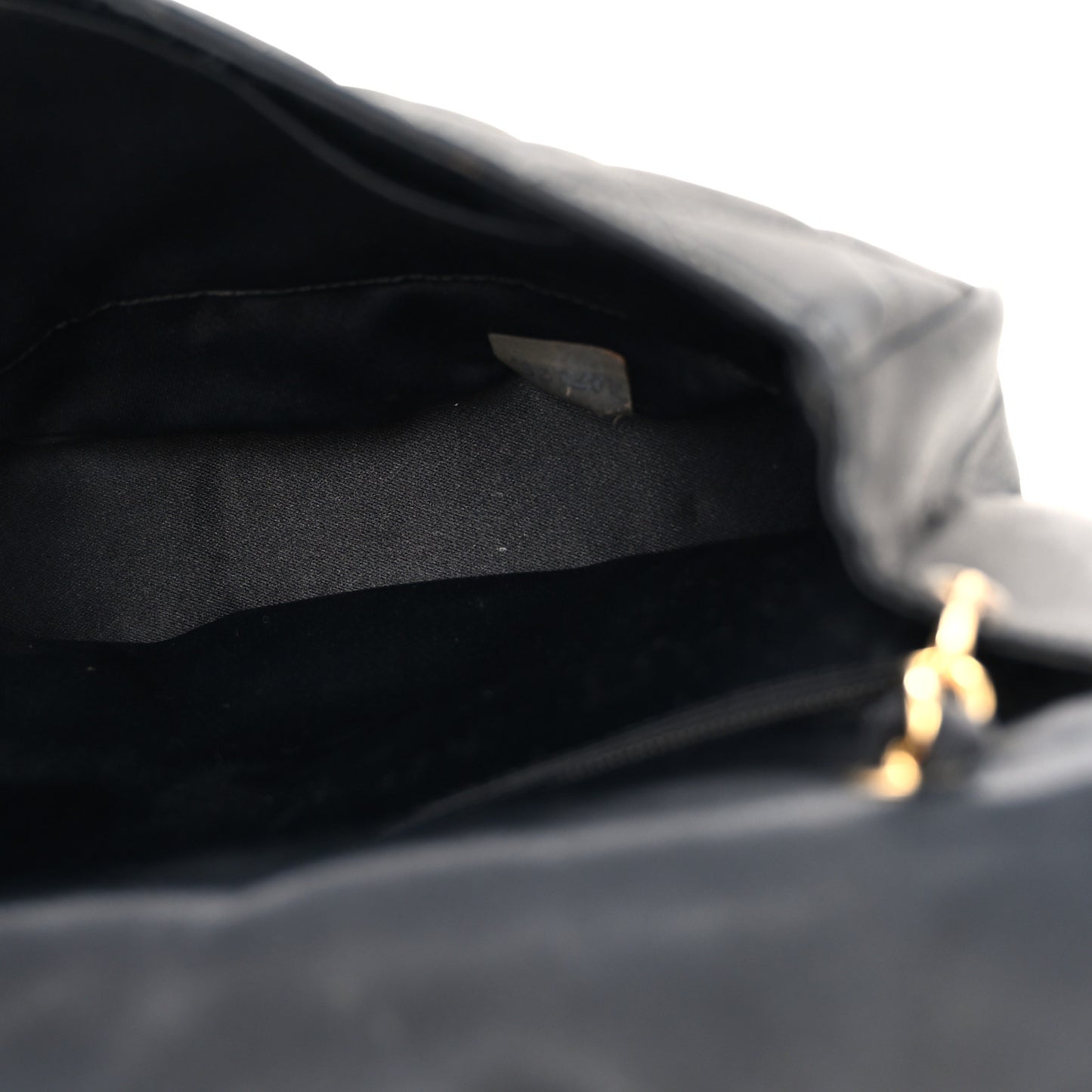 Satin Quilted Half Moon Flap Black