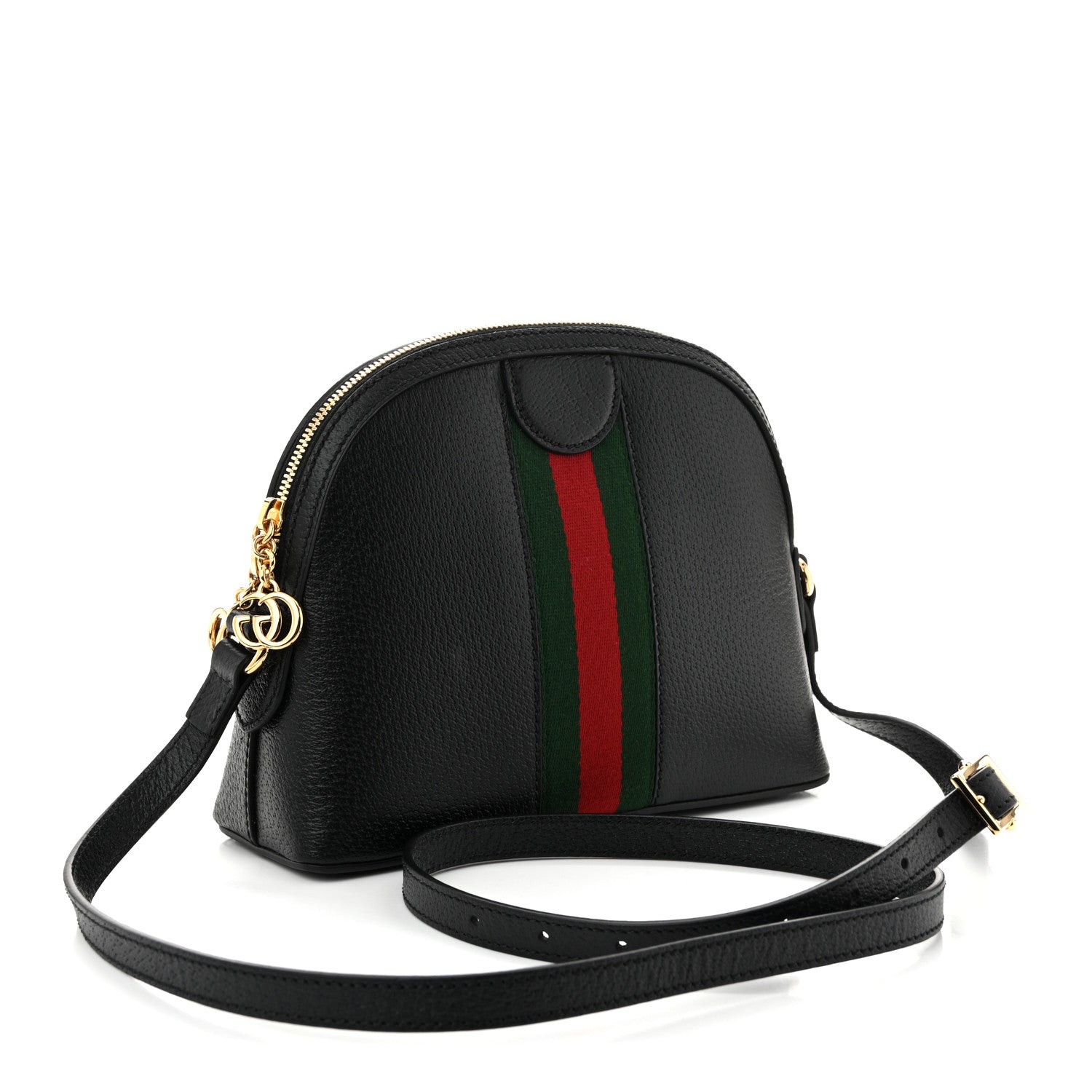Gucci Calfskin GG Web Small Ophidia Dome Shoulder Bag Black 3 of 10