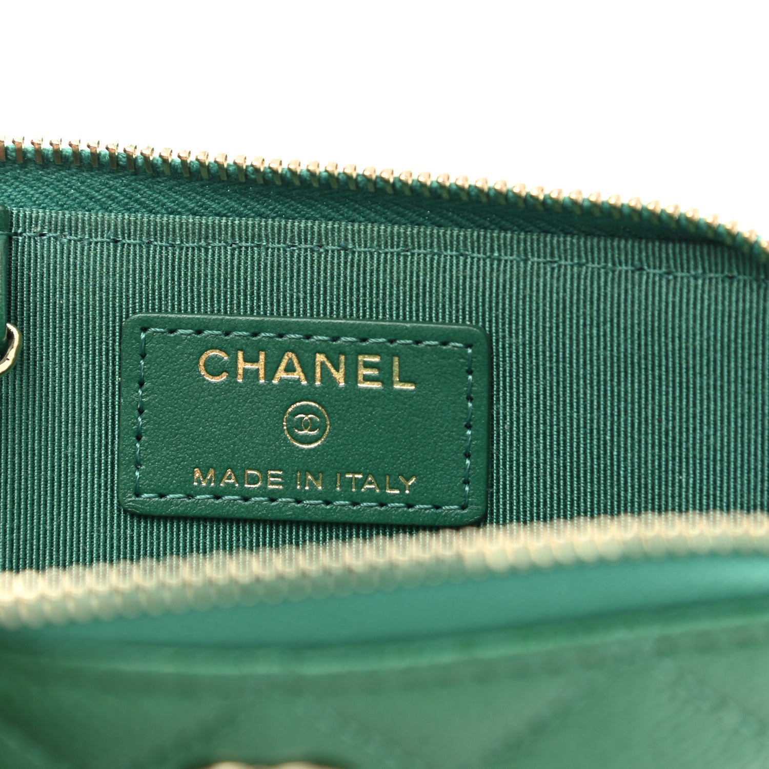 Chanel Metallic Caviar Quilted Zipped Key Holder Case Green 6 of 8