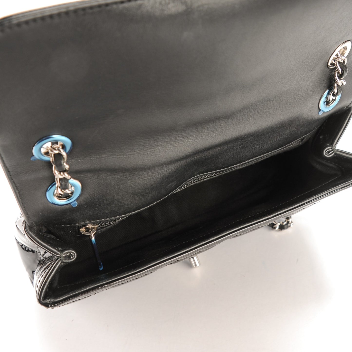 Patent Quilted Small Coco Shine Flap Black