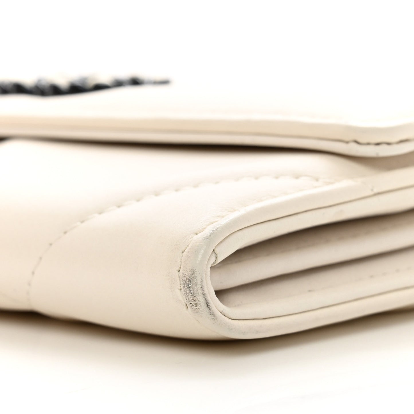 Lambskin Quilted Chanel 19 Flap Wallet White Black