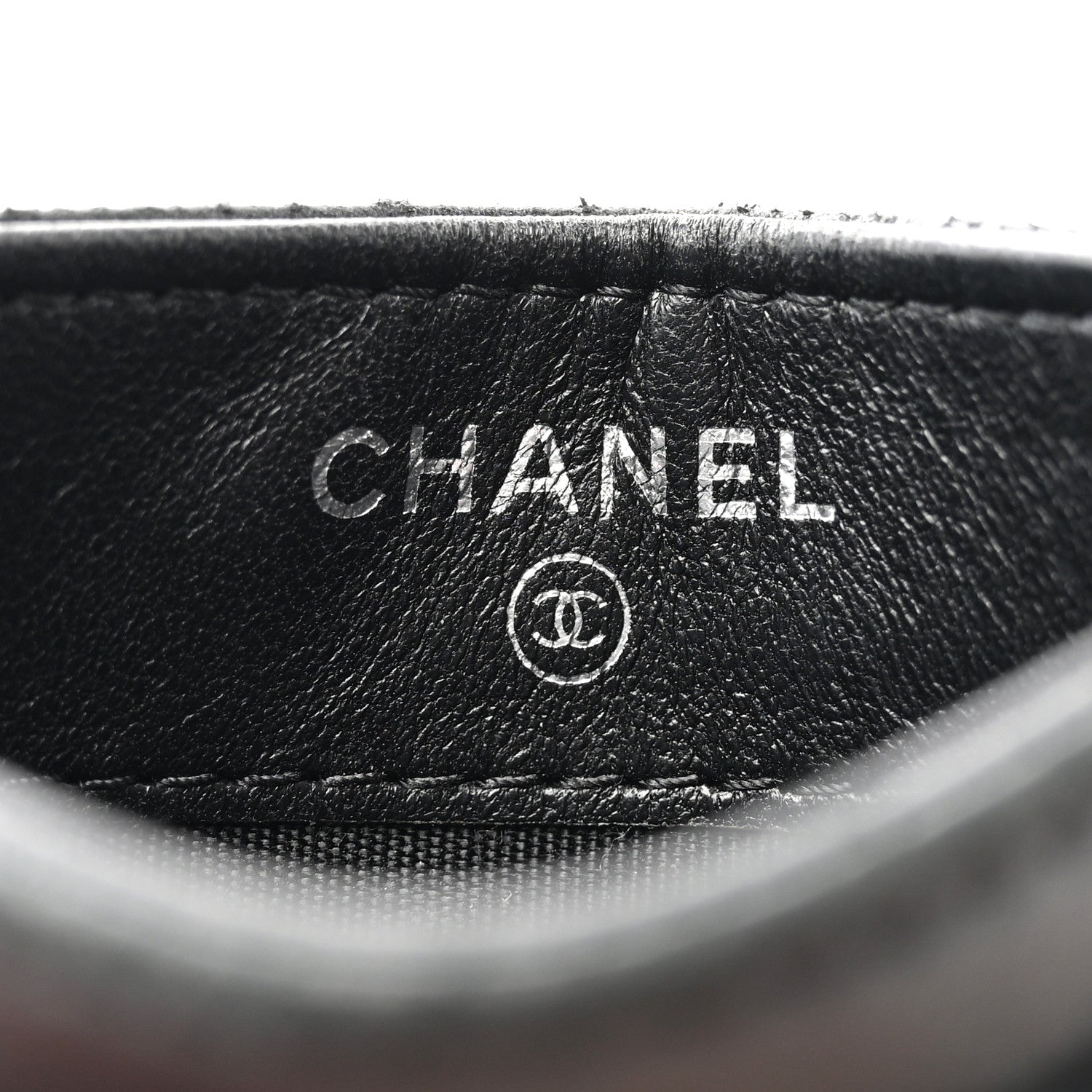 Chanel Lambskin Camellia Embossed Card Holder Black White 6 of 12