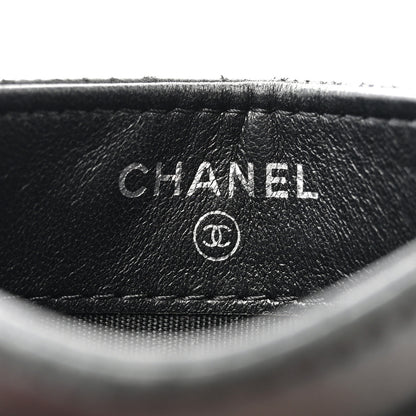 Chanel Lambskin Camellia Embossed Card Holder Black White 6 of 12