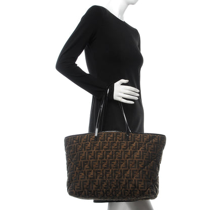 Fendi Zucca Quilted Medium Roll Tote Tobacco Black 2 of 7